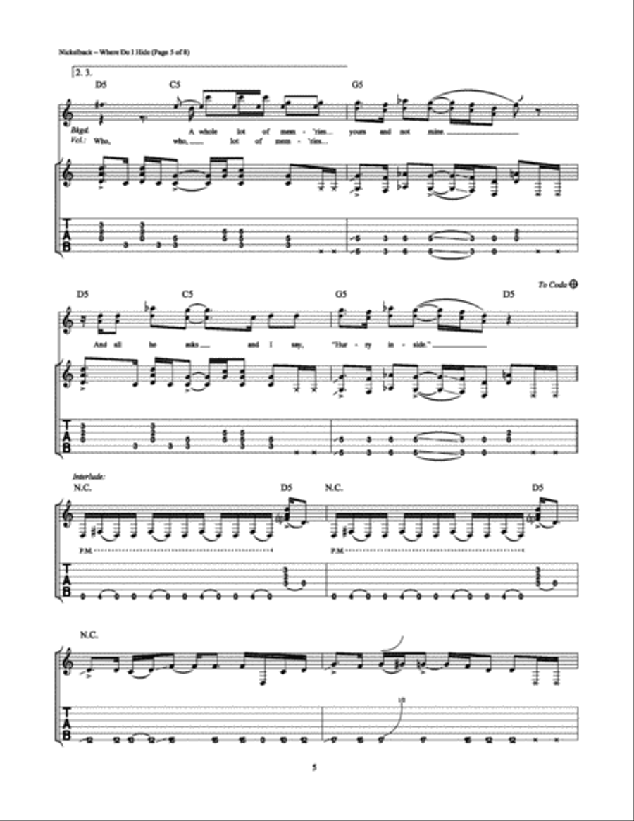 Where Do I Hide Electric Guitar scores gallery preview page 5