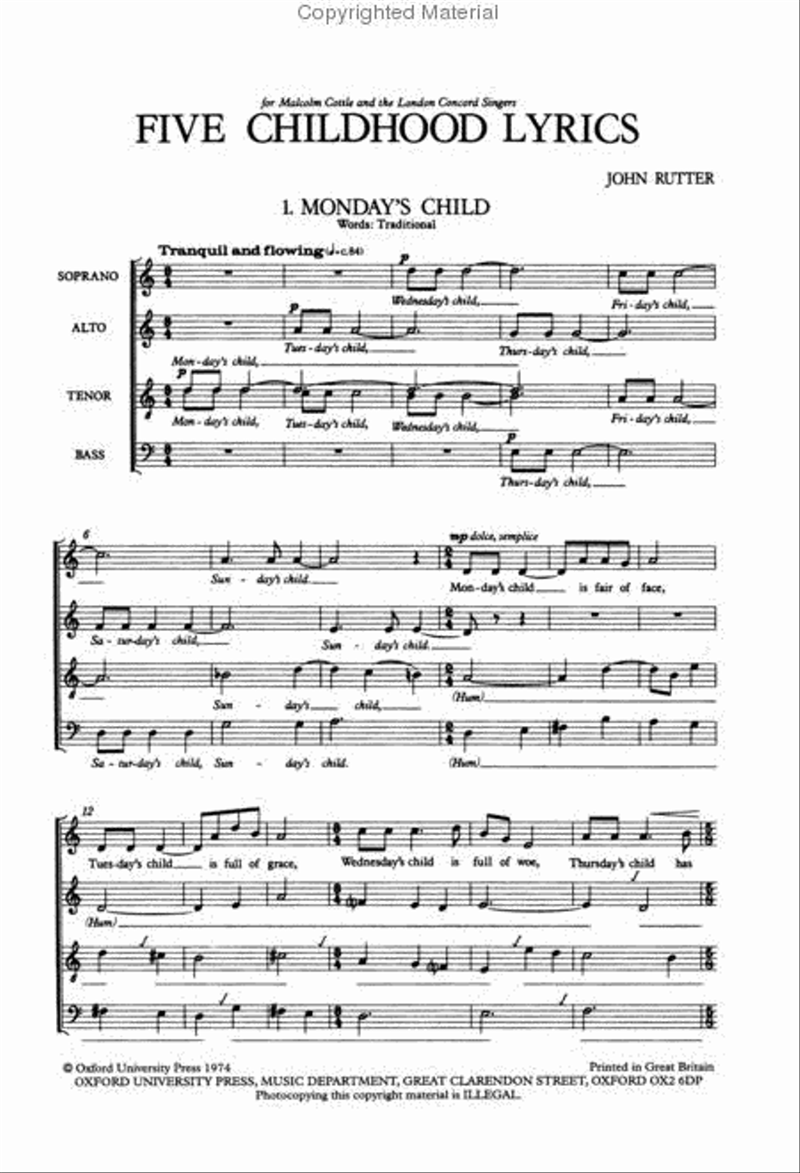 Five Childhood Lyrics 4-Part scores gallery preview page 2