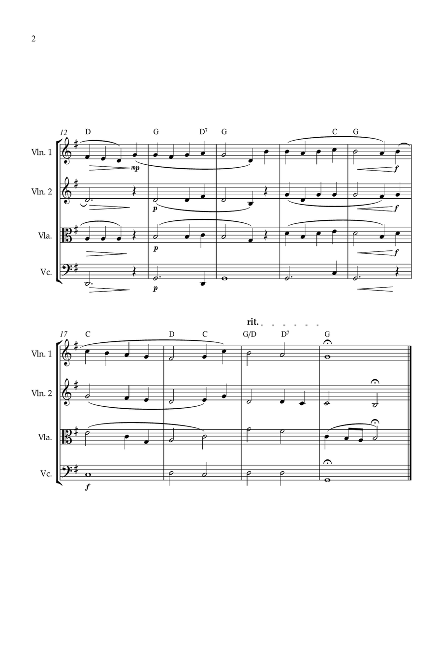 O Come, All Ye Faithful for String quartet String Quartet scores gallery preview page 2