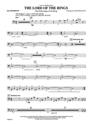 The Lord of the Rings: The Fellowship of the Ring, Concert Medley from: 2nd Trombone