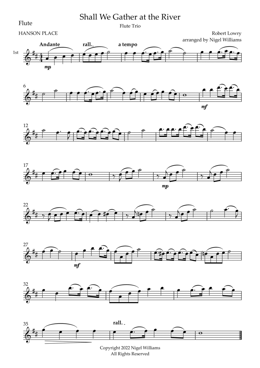 Shall We Gather at the River, for Flute Trio Flute Trio scores gallery preview page 1