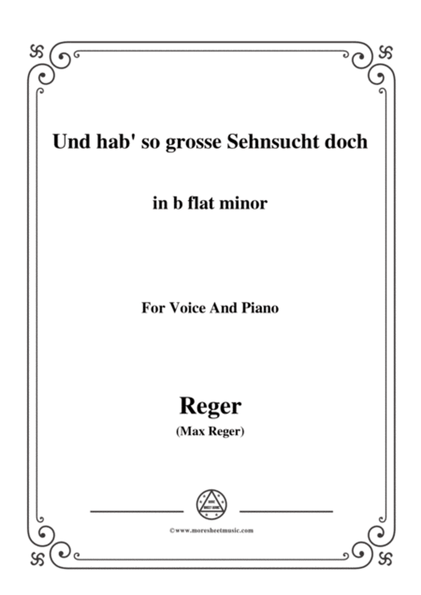Reger-Und hab' so grosse Sehnsucht doch in b flat minor,for Voice and Piano image number null