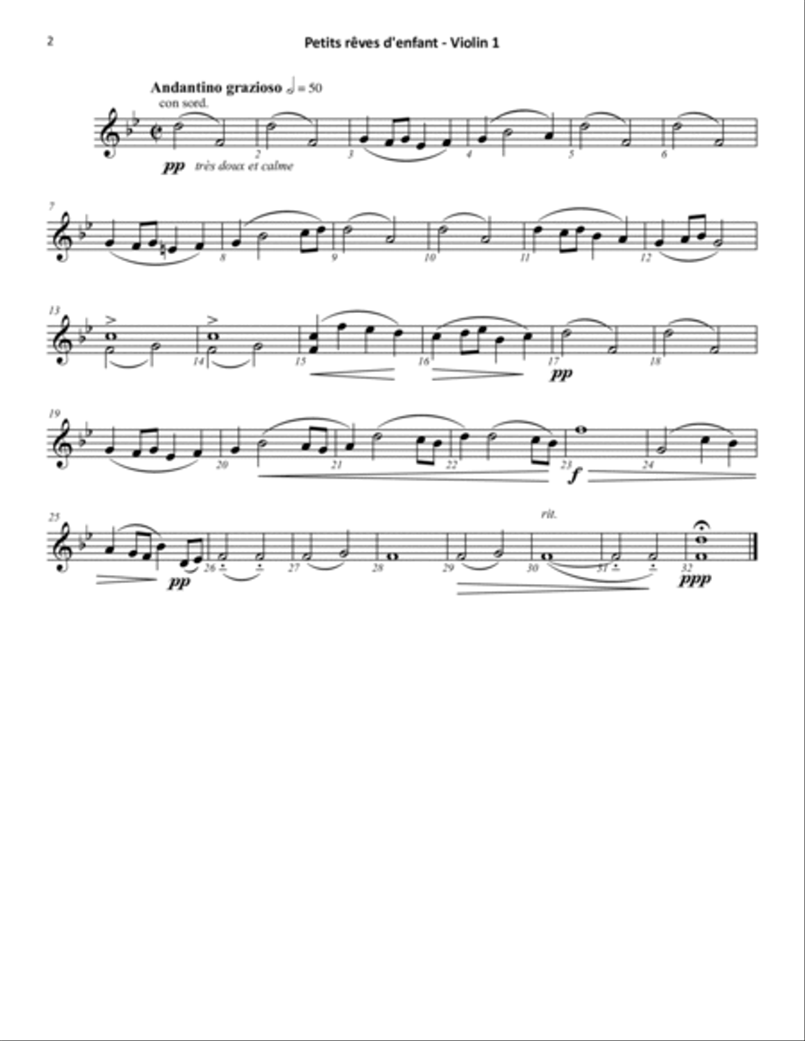 Petits rêves d'enfant (Dubois) STRING QUARTET String Quartet scores gallery preview page 2