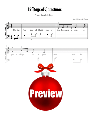 Twelve Days of Christmas - Primer Level - Middle C