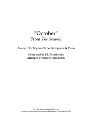 Book cover for "October" from The Seasons arranged for Tenor Saxophone and Piano