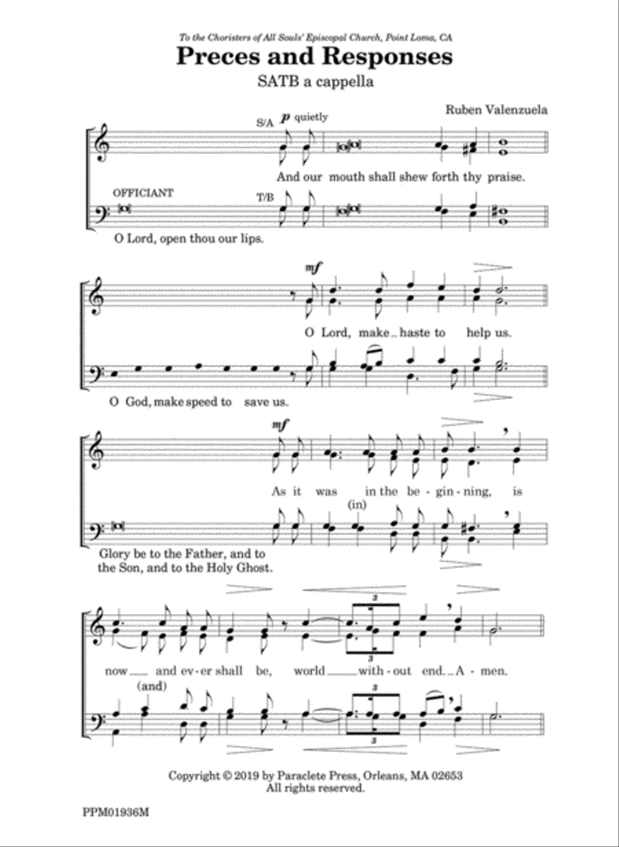Preces and Responses 4-Part scores gallery preview page 1