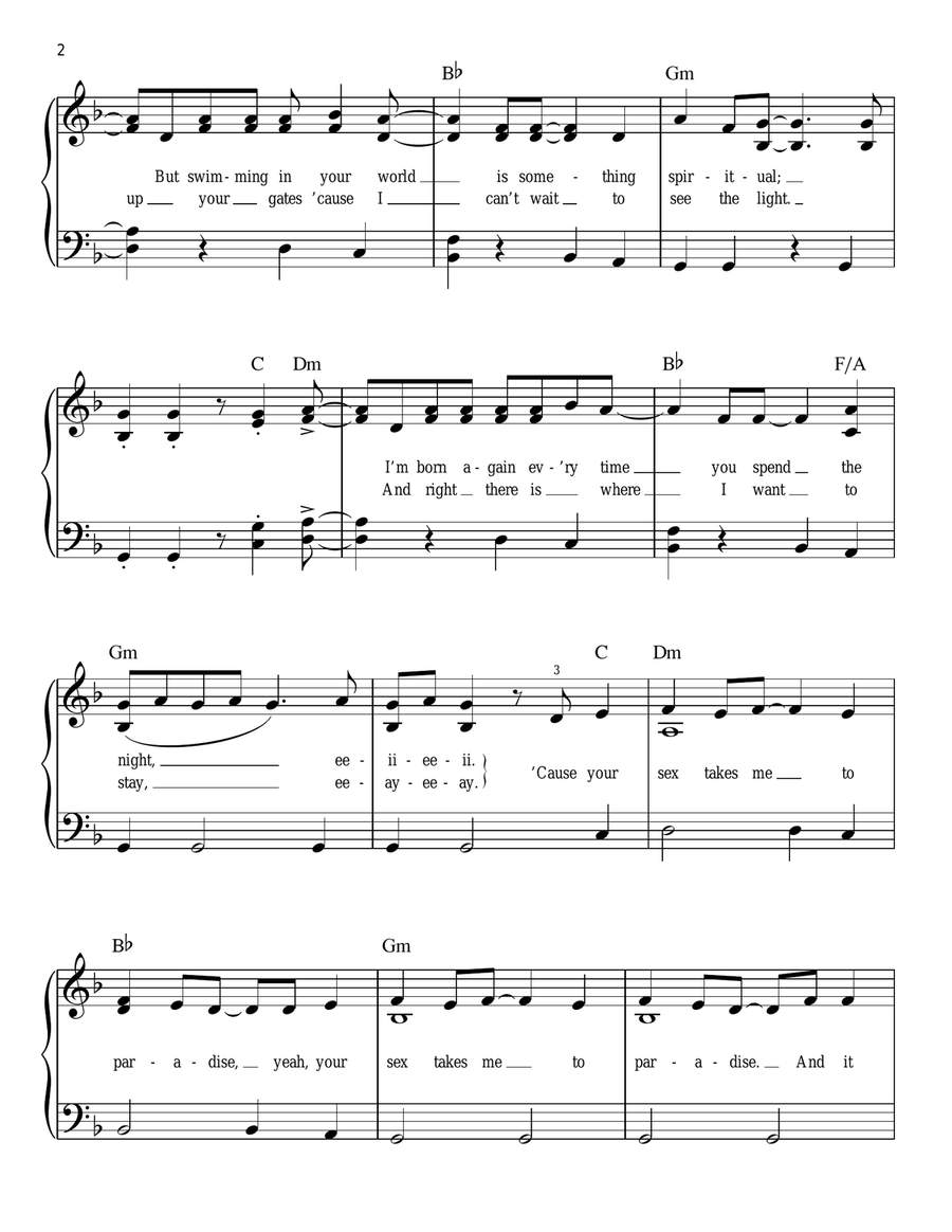 Locked Out Of Heaven Easy Piano scores gallery preview page 2