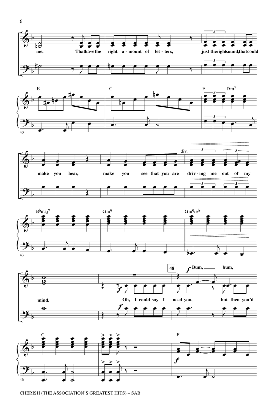Cherish (The Association's Greatest Hits) 3-Part scores gallery preview page 5