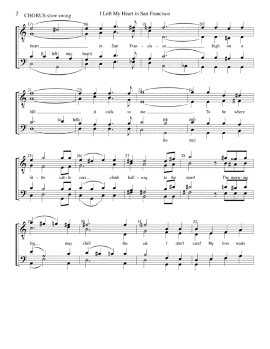 I Left My Heart In San Francisco TTBB scores gallery preview page 2