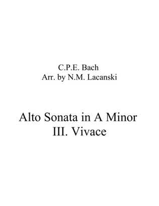 Book cover for Sonata in A Minor for Alto and String Quartet III. Vivace