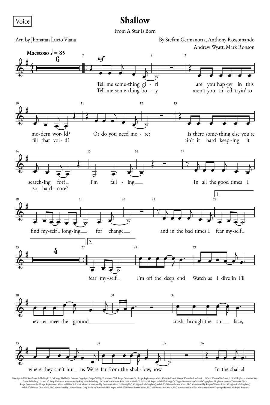 Shallow A Cappella scores gallery preview page 6
