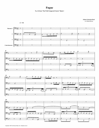 Fugue 24 from Well-Tempered Clavier, Book 2 (Bassoon Quartet)