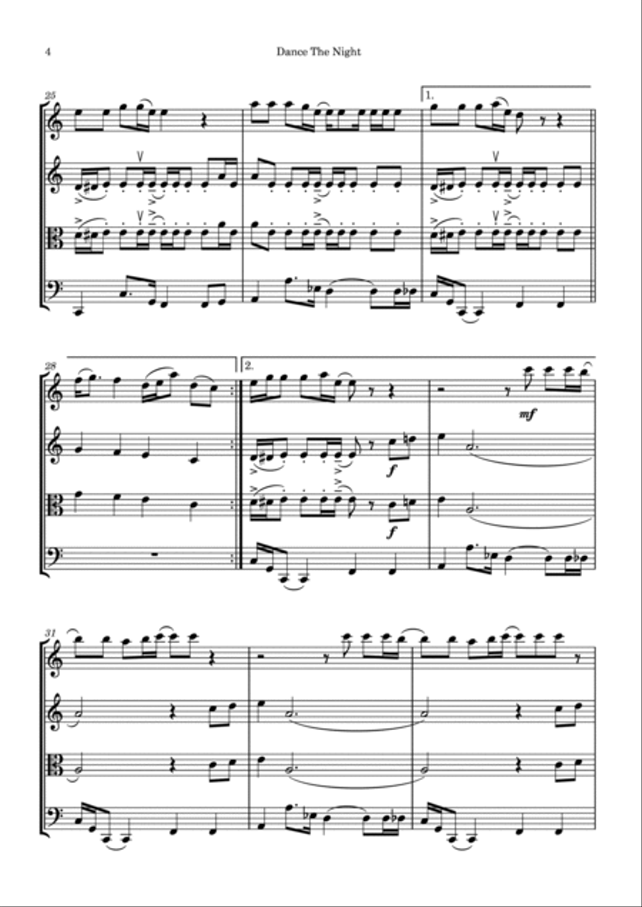 Dance The Night String Trio scores gallery preview page 4