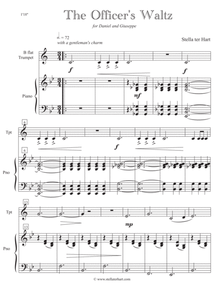 The Officer's Waltz - Beginner Trumpet Solo with piano accompaniment. image number null
