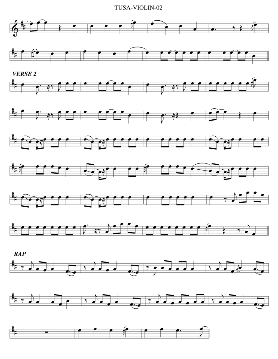 Tusa Tusa Violin Solo scores gallery preview page 2