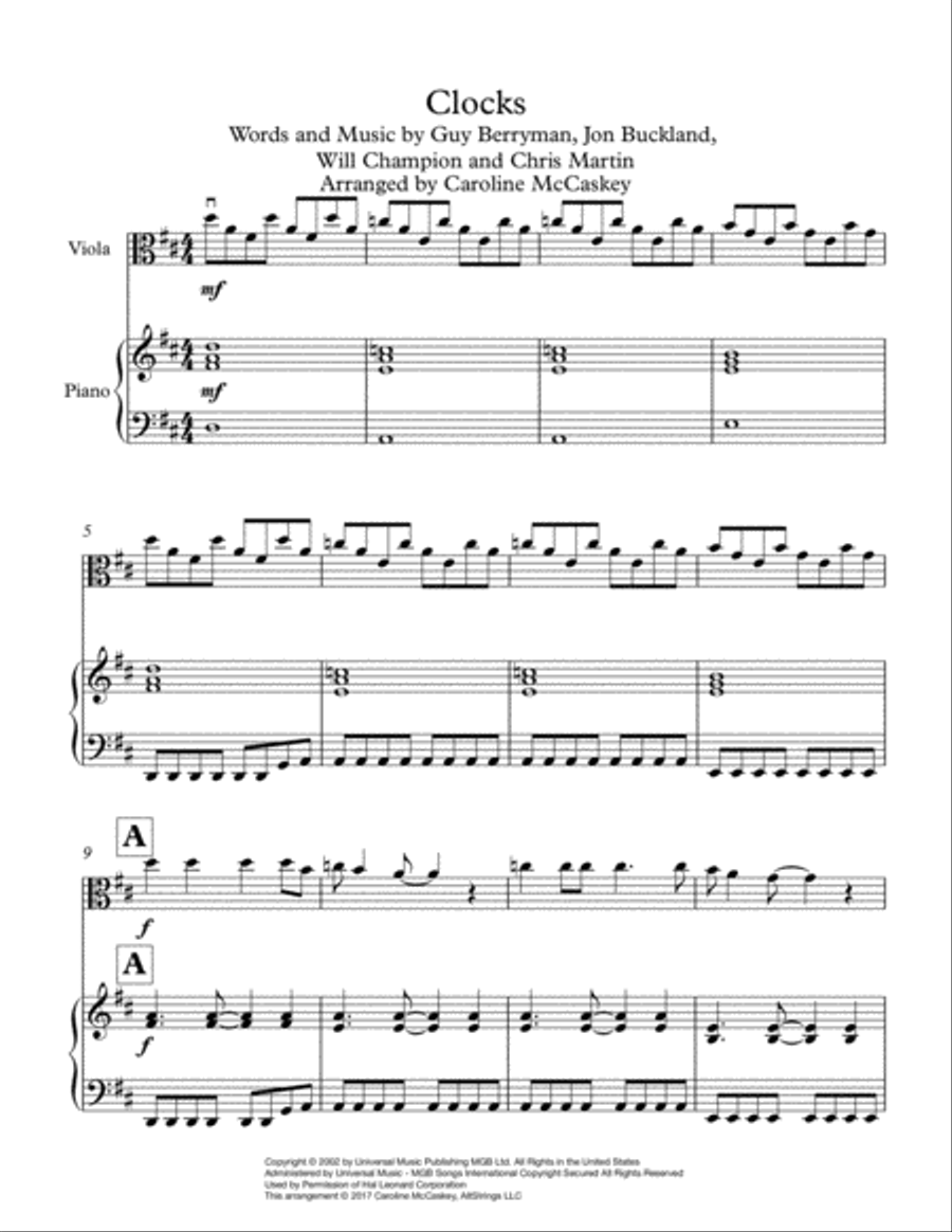 Clocks Viola scores gallery preview page 2