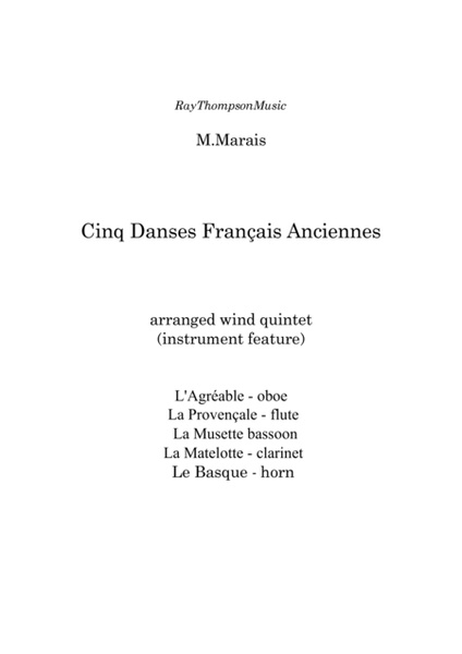Marais: Cinq Danses Français Anciennes (Five Old French Dances) - wind quintet image number null