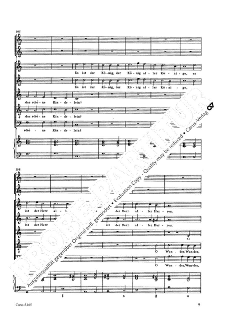Where is the newborn King (Wo ist der neugeborne Konig) SSATB scores gallery preview page 10