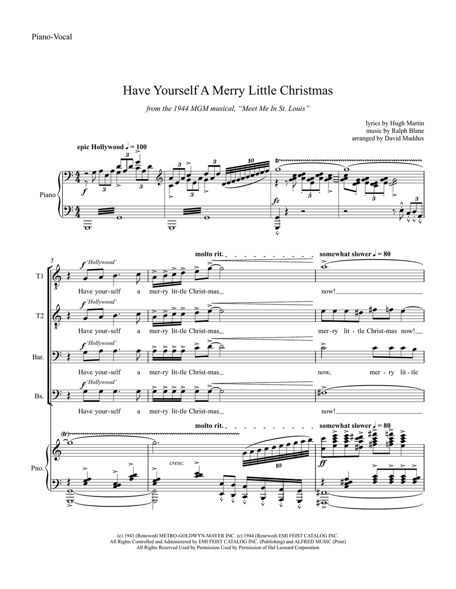 Have Yourself A Merry Little Christmas from MEET ME IN ST. LOUIS TTBB scores gallery preview page 1