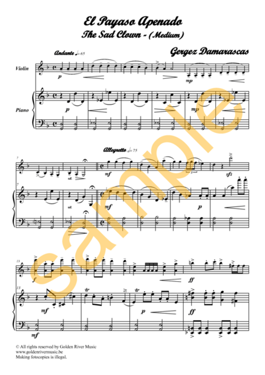 El Payaso Triste / The sad clown for violin Violin Solo scores gallery preview page 2