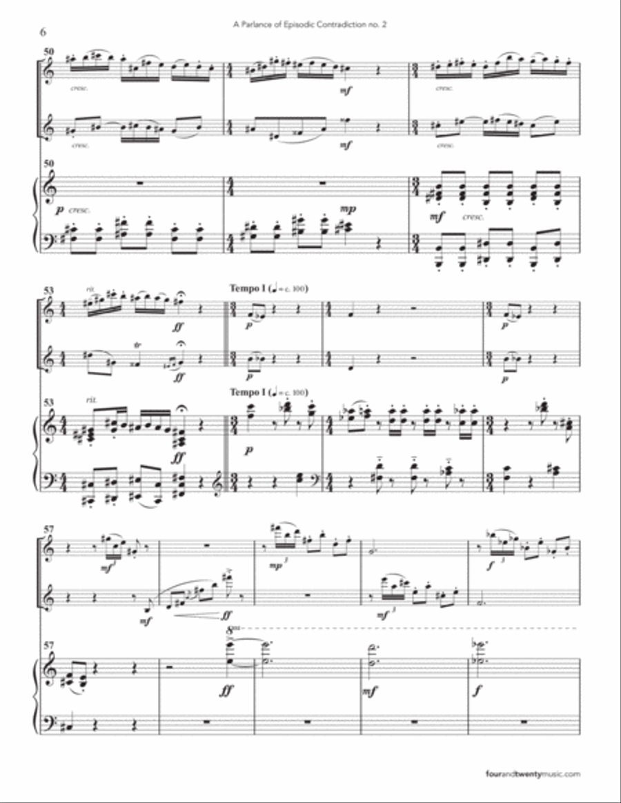 A Parlance of Episodic Contradiction 2, for flute soprano sax and piano Small Ensemble scores gallery preview page 6