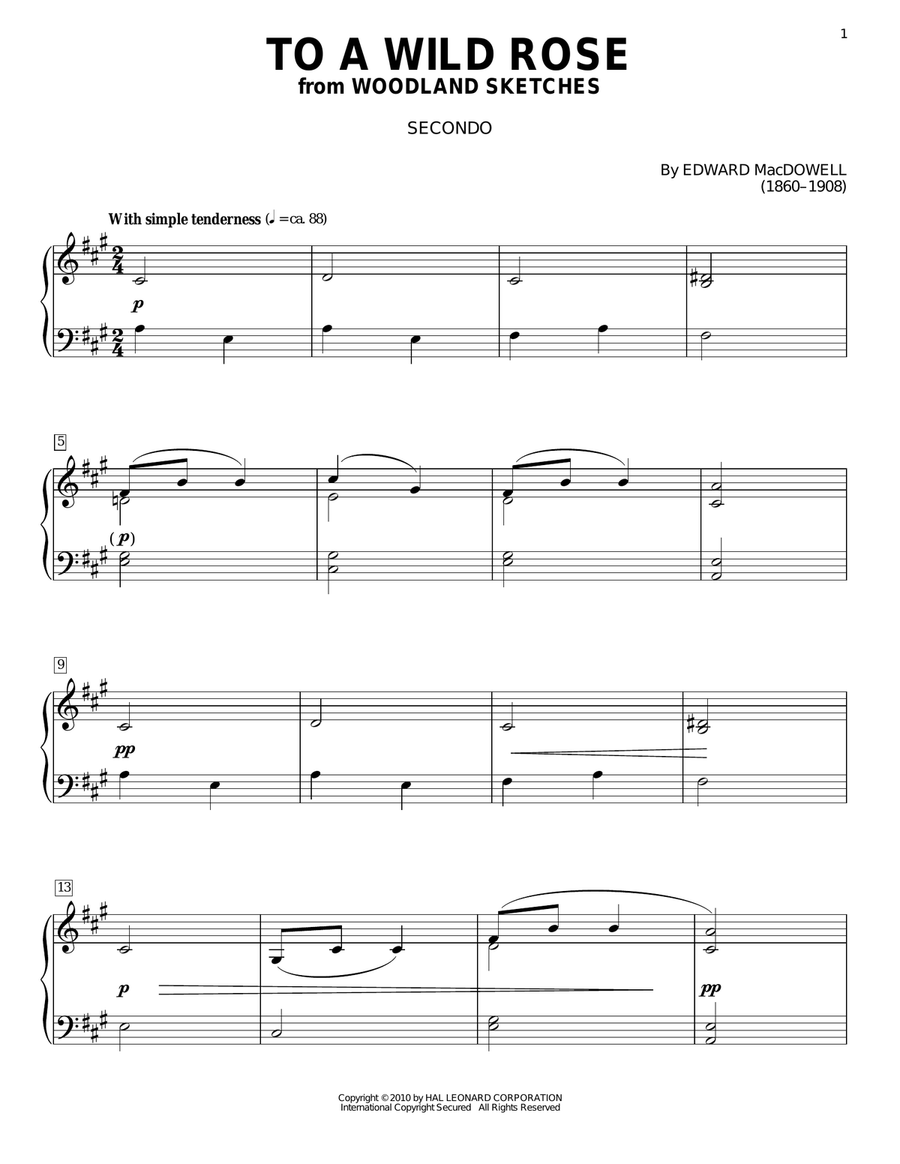 To A Wild Rose Piano Duet scores gallery preview page 1