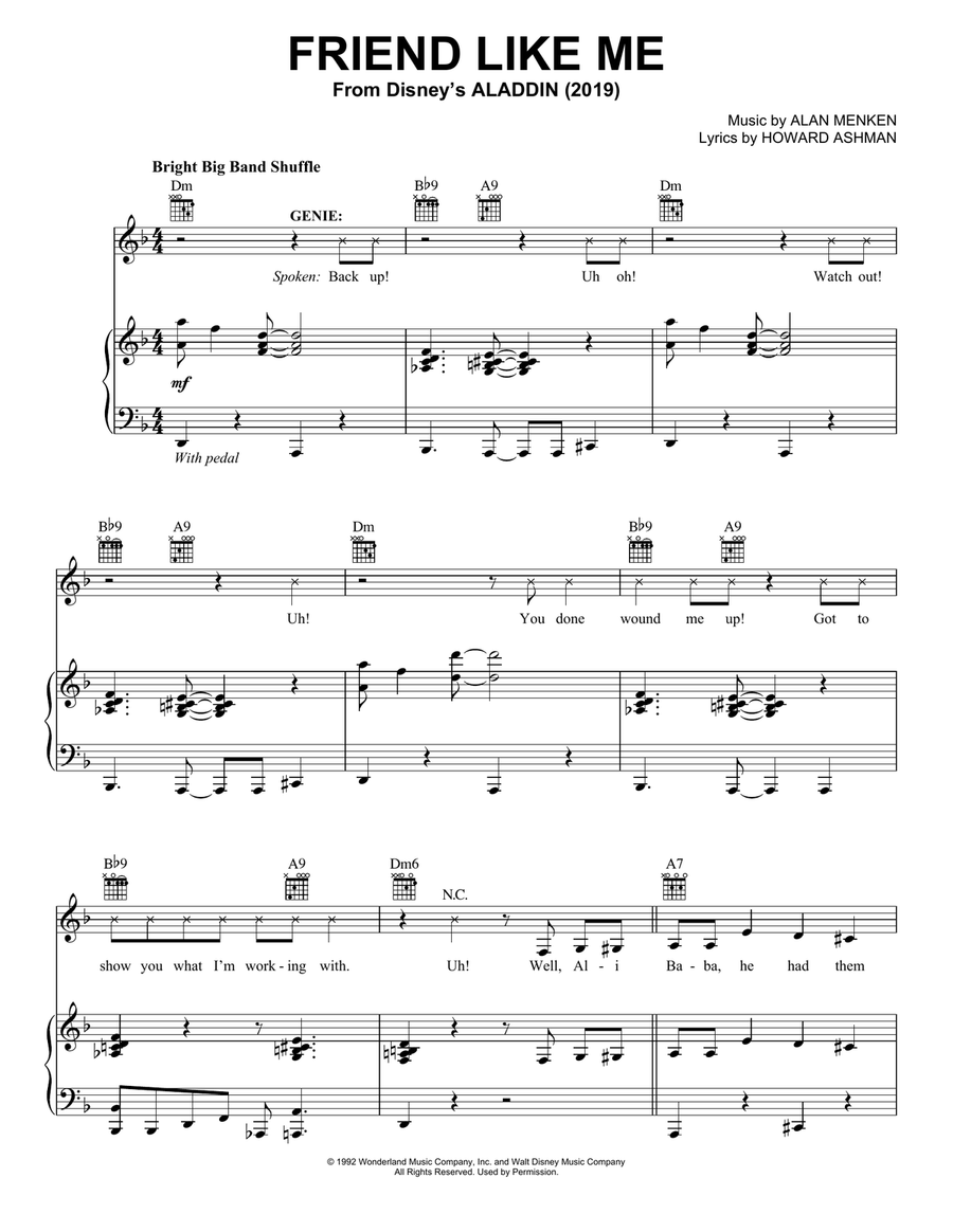 Friend Like Me (from Aladdin) (2019) Piano, Vocal, Guitar scores gallery preview page 1