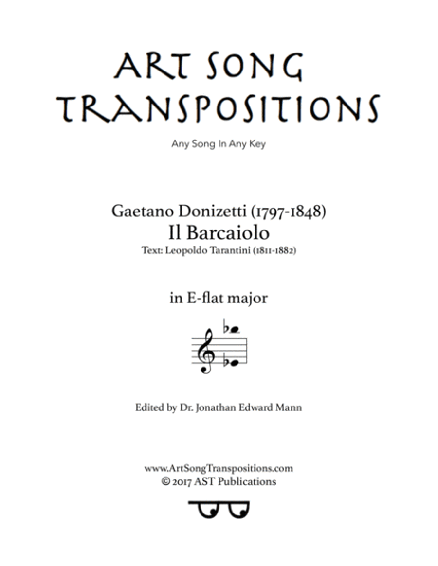DONIZETTI: Il barcaiolo (transposed to E-flat major) Voice scores gallery preview page 1