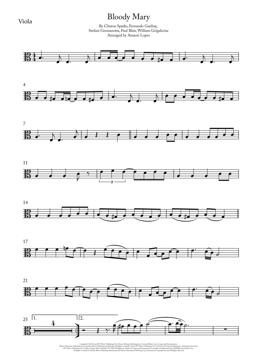 Bloody Mary Viola Solo scores gallery preview page 1
