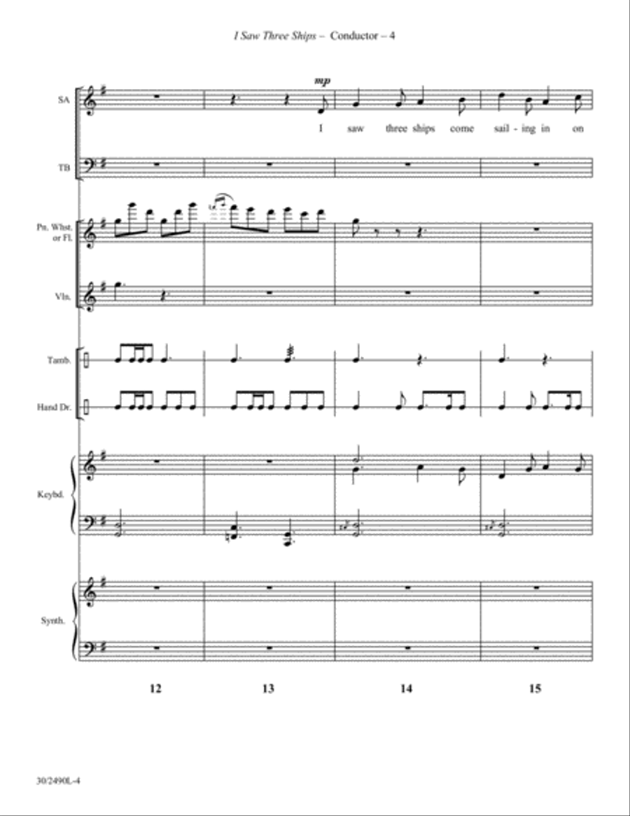 I Saw Three Ships - Instrumental Ensemble Score and Parts Flute scores gallery preview page 5