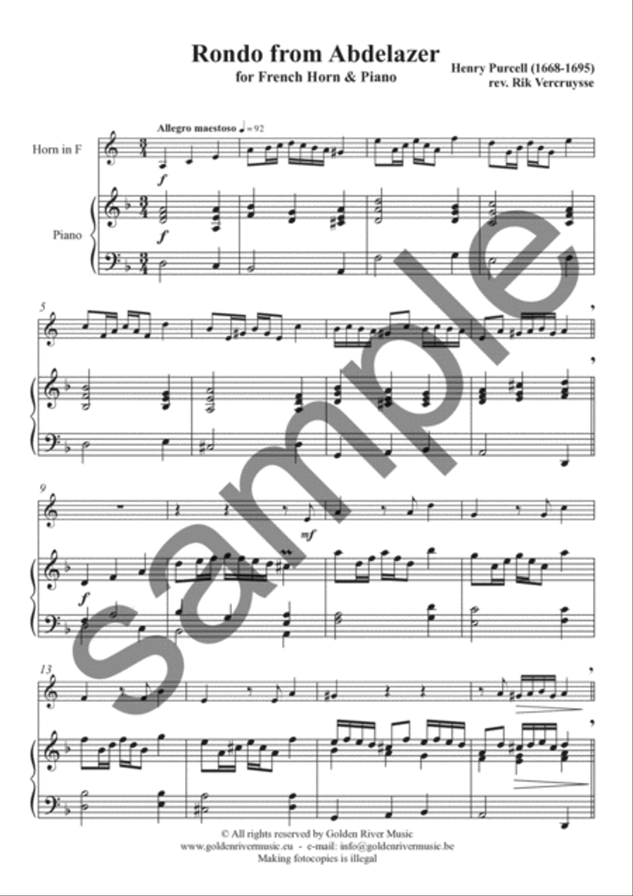 Rondo from Abdelazer Rondo from Abdelazer Horn scores gallery preview page 2