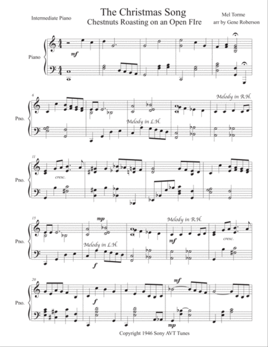 The Christmas Song (Chestnuts Roasting On An Open Fire) Piano Solo scores gallery preview page 2