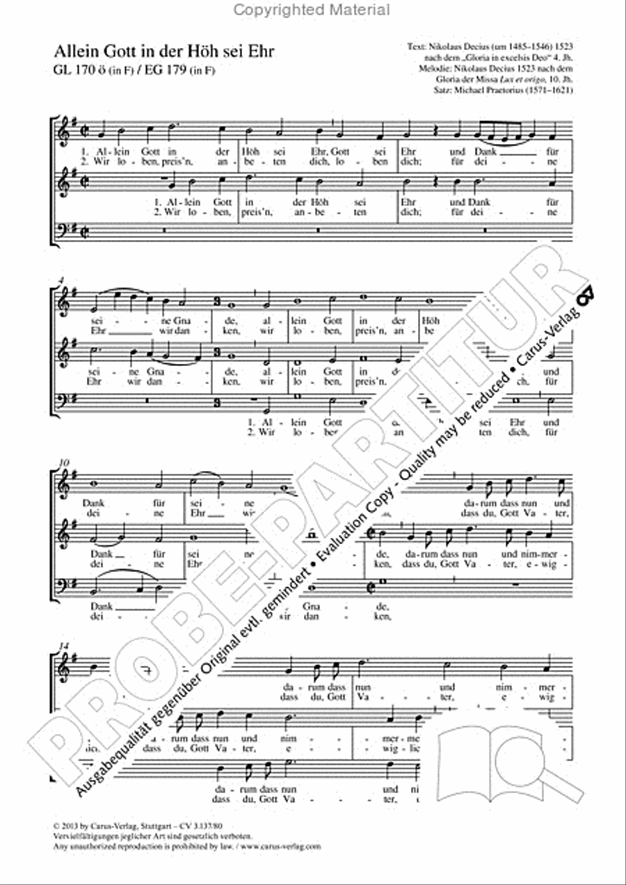 To God on high alone be praised (Allein Gott in der Hoh sei Ehr) 3-Part scores gallery preview page 2