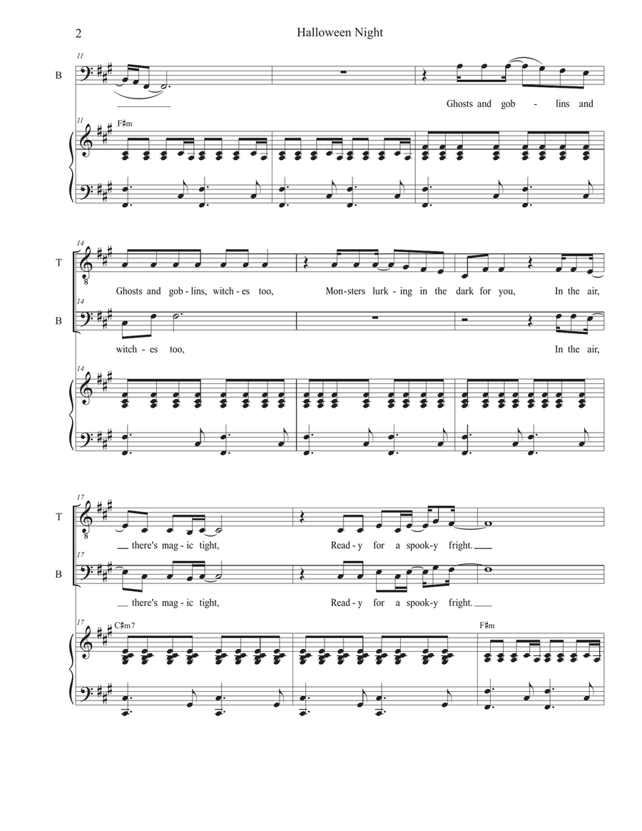 Halloween Night (Duet for Tenor and Bass solo) Tenor Voice scores gallery preview page 2