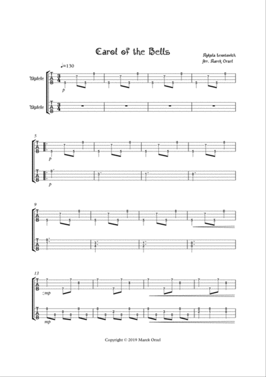 Carol of the bells_ukulele duet Ukulele scores gallery preview page 2