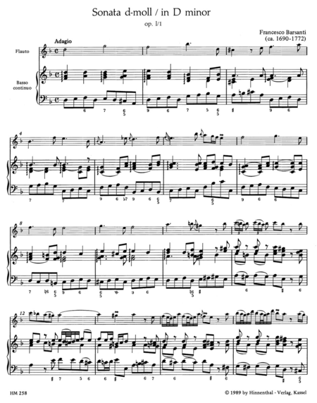 Sechs Sonaten für Blockflöte und Basso continuo, Heft 1