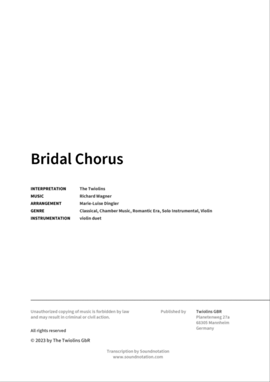 Bridal Chorus String Duet scores gallery preview page 2