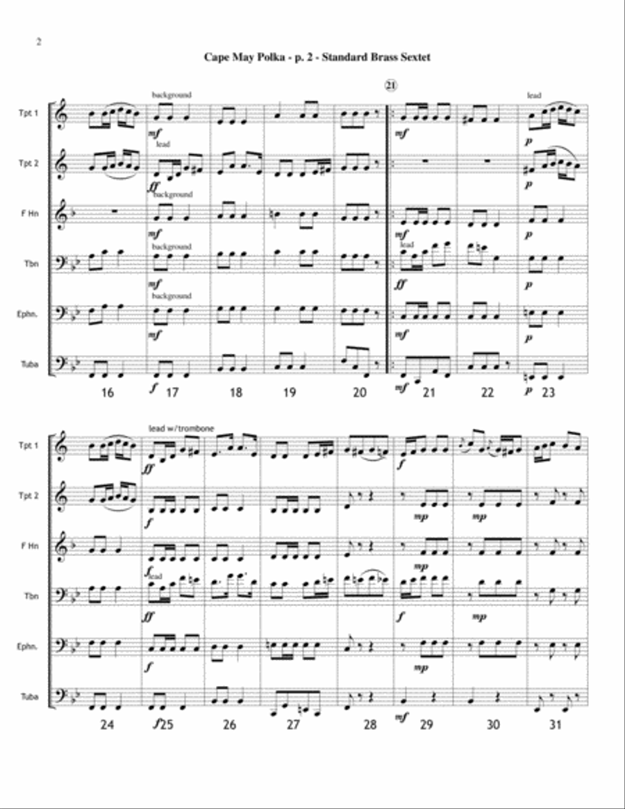 Cape May Polka - Brass Sextet from the Civil War Brass Ensemble scores gallery preview page 4