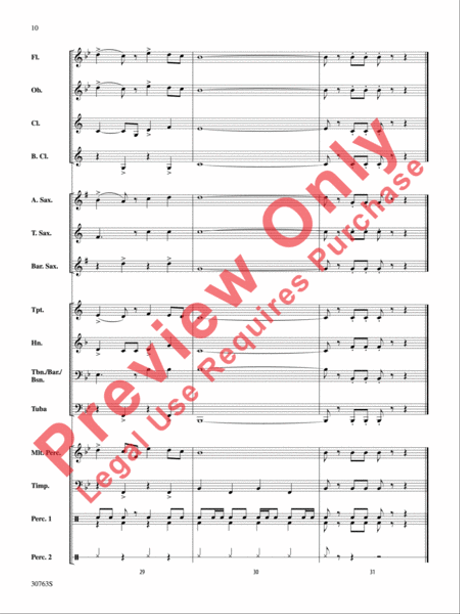 Raiders March (score only) Concert Band scores gallery preview page 11