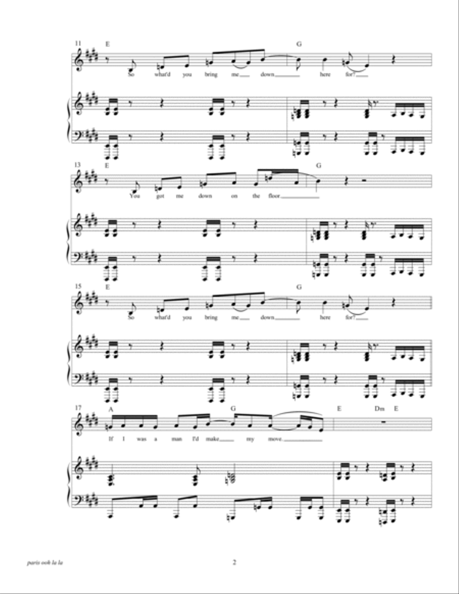 Paris (ooh La La) Piano, Vocal, Guitar scores gallery preview page 4
