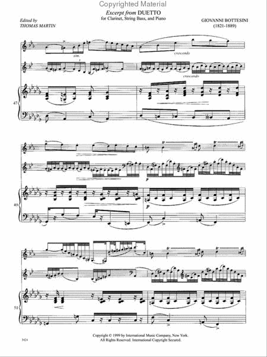 Duetto For Clarinet, String Bass And Piano (Solo Tuning) Clarinet scores gallery preview page 2