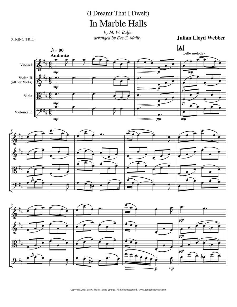 In Marble Halls - String Trio String Trio scores gallery preview page 1