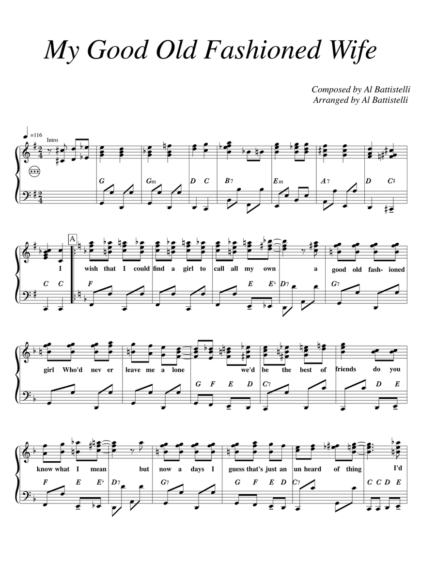 My Good Old Fashioned Wife Accordion scores gallery preview page 1