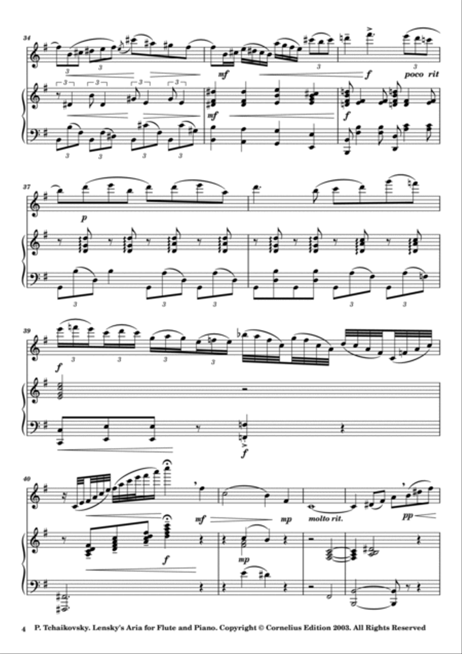 Tchaikovsky Concert Paraphrase on Lensky's Aria from Eugene Onegin Flute and Piano Woodwind Duet scores gallery preview page 4