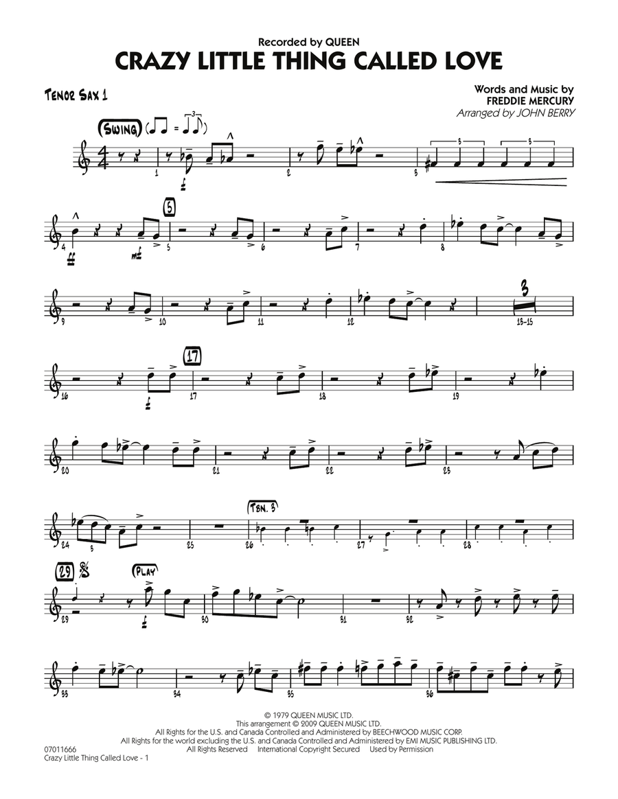 Crazy Little Thing Called Love - Tenor Sax 1 Jazz Ensemble scores gallery preview page 1