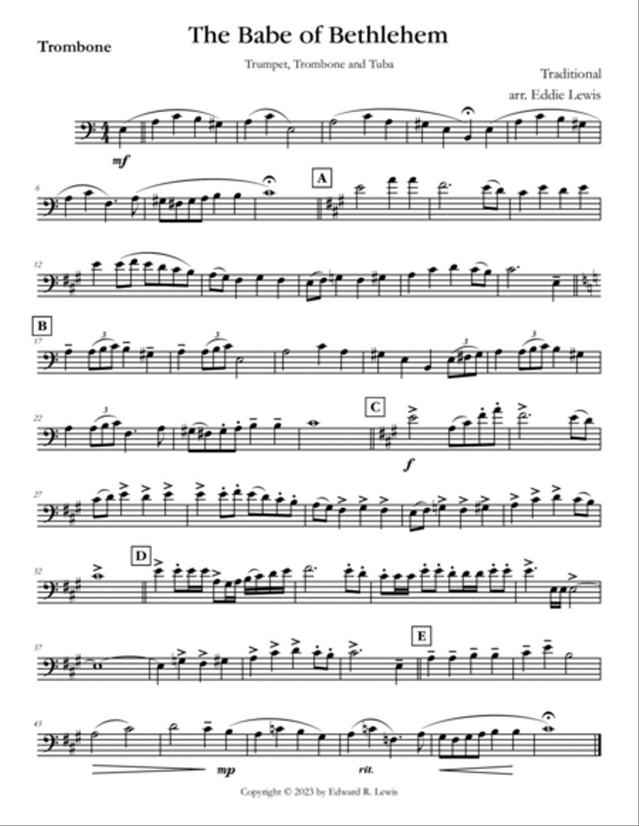 The Babe of Bethlehem Brass Trio Christmas Brass Trio scores gallery preview page 3