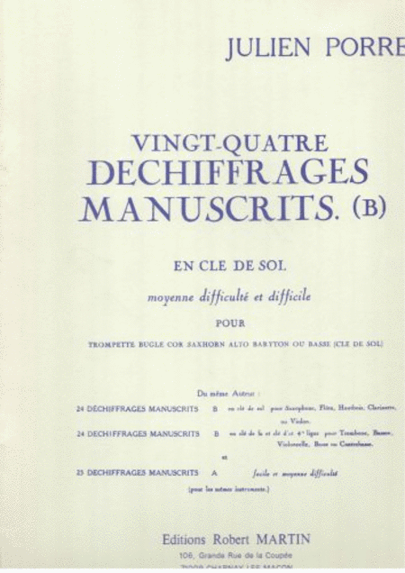 Vingt-Quatre Dechiffrages Manuscrits (B)