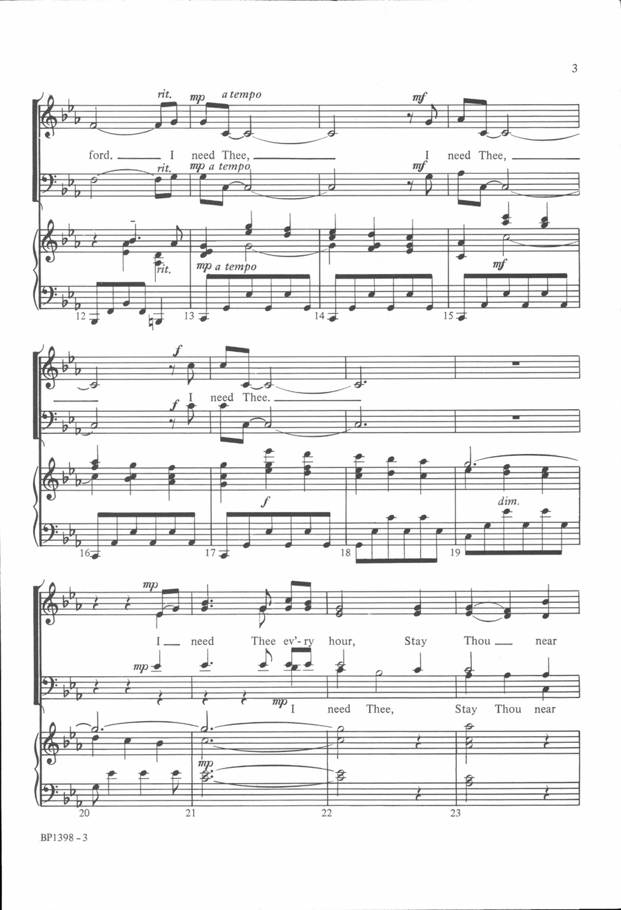 I Need Thee I Need Thee 4-Part scores gallery preview page 3