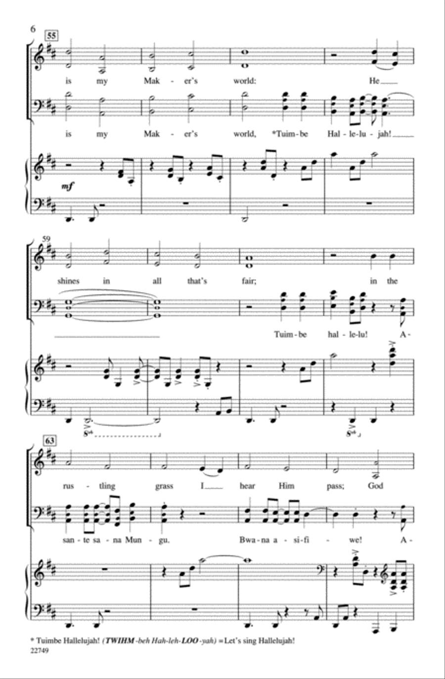 My Maker's World My Maker's World 4-Part scores gallery preview page 6