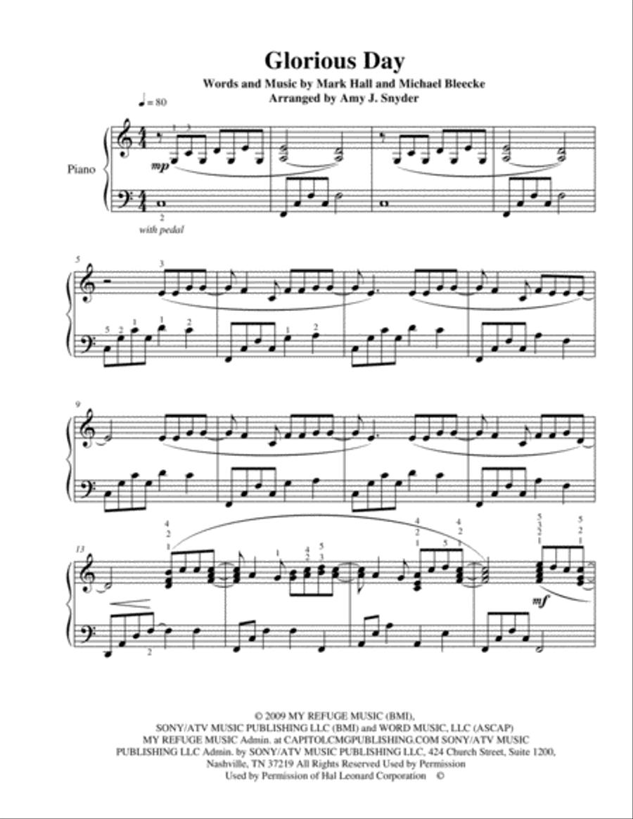 Glorious Day (Living He Loved Me) Piano Solo scores gallery preview page 2